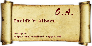 Oszlár Albert névjegykártya