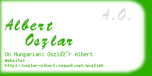 albert oszlar business card